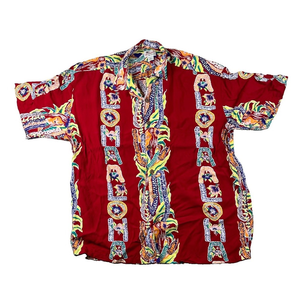 Kahala Hawaii Button Up Shirt Mens Size 2XL Aloha Floral Red Short Sleeve